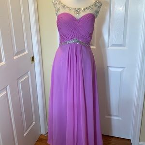 Custom pink prom dress with beading and jewels